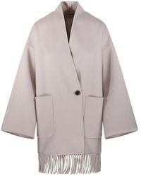 The Dynamis Studio - Mantel Mit Aufgesetzter Taschen Und Fransen - Lyst