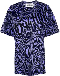Moschino - Zebra-print Round-neck T-shirt - Lyst
