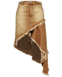 VIVAMUS - Asymmetric Frayed-Edge Midi Skirt - Lyst