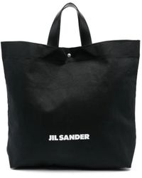 Jil Sander - Shopper Aus Canvas Mit Logo-Print - Lyst