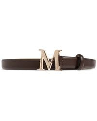 Max Mara - Logo-Plaque Leather Belt - Lyst