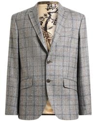 Etro - Single-Breasted Wool Jacket With Check Motif - Lyst