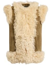 Etro - Shearling Waistcoat With Peacock Embroidery - Lyst