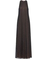 Gucci - Zijden Georgette Jurk Met Gg-Monogram - Lyst