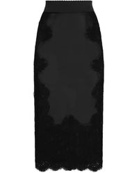 Dolce & Gabbana - Satin Midi Skirt - Lyst