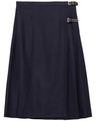 Prada - Re-Wool Midi Skirt - Lyst