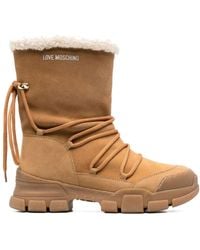Love Moschino - Leather Lace-Up Boots - Lyst