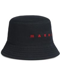 Marni - Fischerhut Aus Gabardine Mit Gesticktem Logo - Lyst