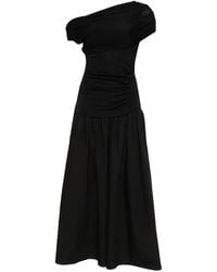 Self-Portrait - Cotton Draped Knit Midi Dress - Lyst