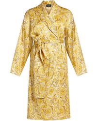 Versace - Barocco-Print Silk-Satin Robe - Lyst