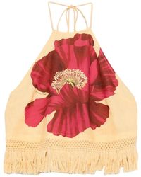 FARM Rio - Poppy-Print Fringe-Trim Top - Lyst
