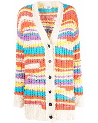 MSGM - Cardigan Rayé En Maille Épaisse - Lyst
