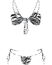 The Attico - Zebra Print Tie-Up Bikini - Lyst