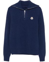 Moncler - Pull Nervuré À Col Zippé - Lyst