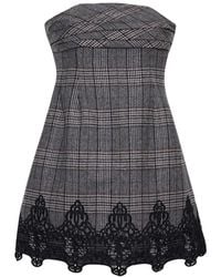 Cara Cara - Ina Lace-Trim Plaid Mini Dress - Lyst
