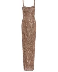 Jenny Packham - Sequin-Embellished Fringe-Detail Maxi Dress - Lyst