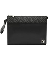 Fendi - Logo Leather Clutch Bag - Lyst