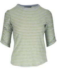 Veronica Beard - Stripe-Pattern Puff-Sleeve Top - Lyst