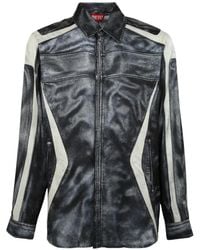 DIESEL - Printed Viscose Shirt With Front Zip Closure - Lyst