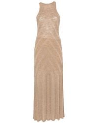 Twinset - Robe Longue En Maille De Lin Avec Lurex - Lyst