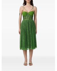 Elisabetta Franchi - Lace Pleated Midi Dress - Lyst