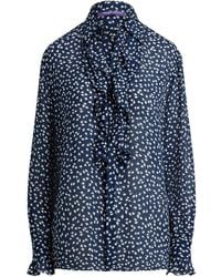 Ralph Lauren - Addison Blouse Met Geometrische Print En Ruches - Lyst