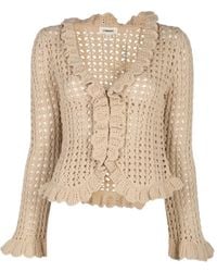 L'Agence - Solaris Ruffled Open-Stitch Cardigan - Lyst