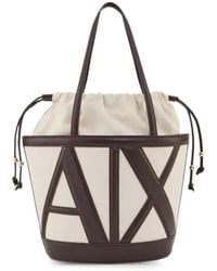 Emporio Armani - Embossed-Logo Drawstring Bucket Bag - Lyst