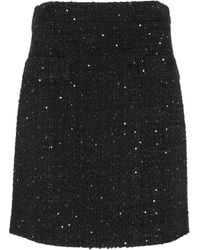 Fay - Sequin-Embellished Bouclé Mini Skirt - Lyst