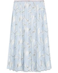 Thom Browne - Midirock Aus Seide Mit Feder-Print - Lyst