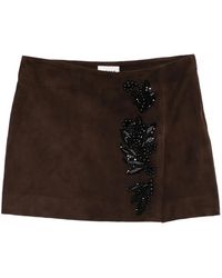 P.A.R.O.S.H. - Beaded Suede Mini Skirt - Lyst