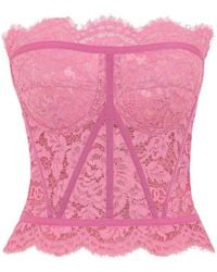 Dolce & Gabbana - Chantilly-lace Strapless Top - Lyst