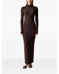 La Mania - Robe Longue Fallon En Maille Côtelée À Col Montant - Lyst