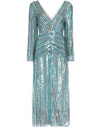 RIXO London Midi-jurk Met Pailletten - Blauw