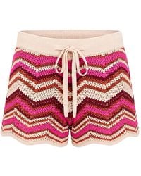 Devon Windsor - Chevron-Knit Scalloped Shorts - Lyst