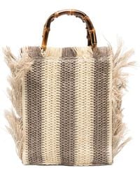 La Milanesa - Lilium Fringed Bamboo-Handle Tote Bag - Lyst