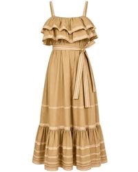 Ulla Johnson - Lucian Ruffled Waist-Tie Midi Dress - Lyst