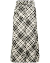 Ellery - Check Belted A-Line Skirt - Lyst