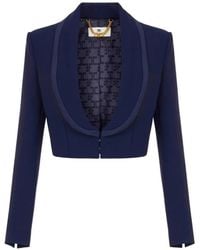 Elisabetta Franchi - Jacket Made Of Lightweight Crêpe And Satin Fabrics With Peplum - Lyst
