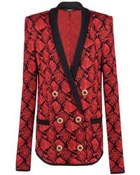 Balmain - Cardigan Croisé À Effet Peau De Serpent - Lyst
