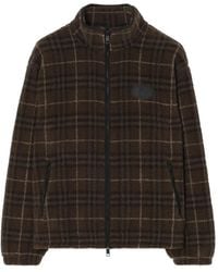 Burberry - Check Wool Cashmere Blend Fleece Jacket - Lyst