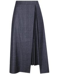 Sibel Saral - Windowpane Pleated Maxi Skirt - Lyst