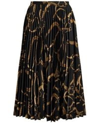 Ralph Lauren - Belting-Print Pleated Midi Skirt - Lyst
