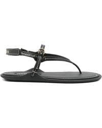 Miu Miu - Leather Flat Sandals - Lyst