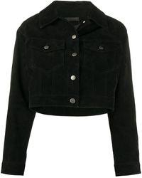 Giuseppe Zanotti Cropped Suede Jacket - Black