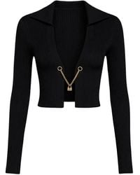John Richmond - Ribbed-Knit Chain-Link Cardigan - Lyst