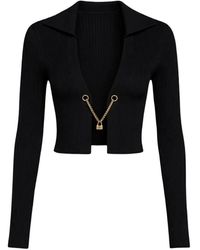 John Richmond - Ribbed-Knit Chain-Link Cardigan - Lyst