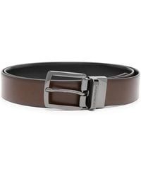 Emporio Armani - Burnished-Finish Leather Belt - Lyst