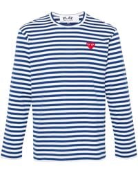 COMME DES GARÇONS PLAY - Logo Striped Cotton T-Shirt - Lyst
