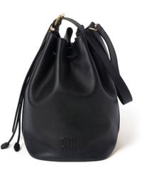 Miu Miu - Logo-Embossed Leather Bucket Bag - Lyst
